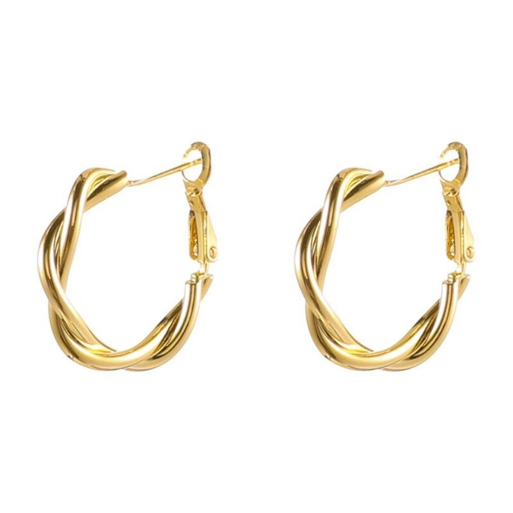 3/$30 Gold Color Twisted Hoop Earrings - Picture 3 of 5